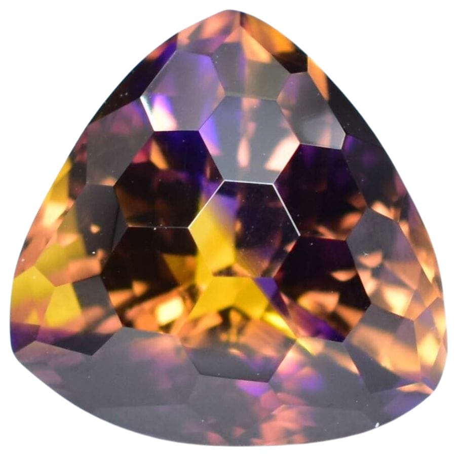 triangular faceted purple and yellow ametrine 