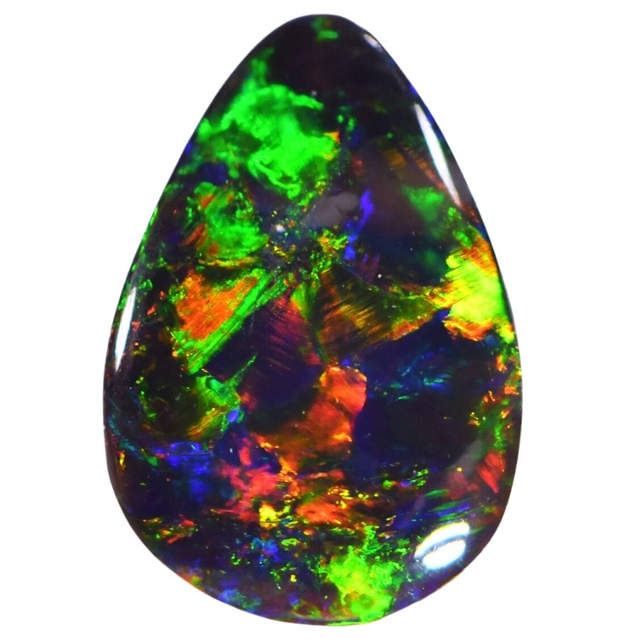 teardrop shaped black opal cabochon