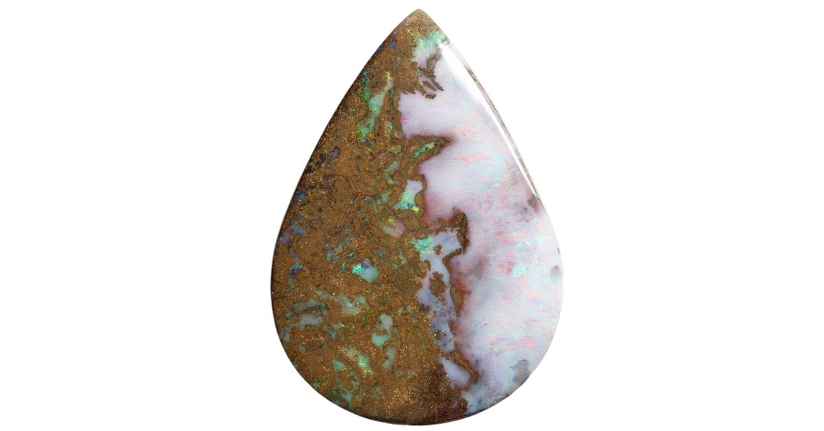 teardrop-shaped boulder opal cabochon