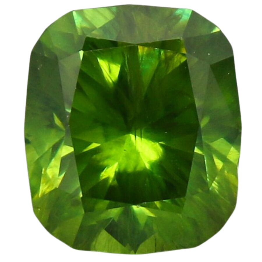 cushion cut bright green demantoid garnet