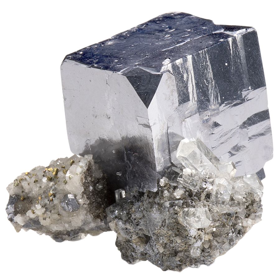 metallic gray cubic galena crystal