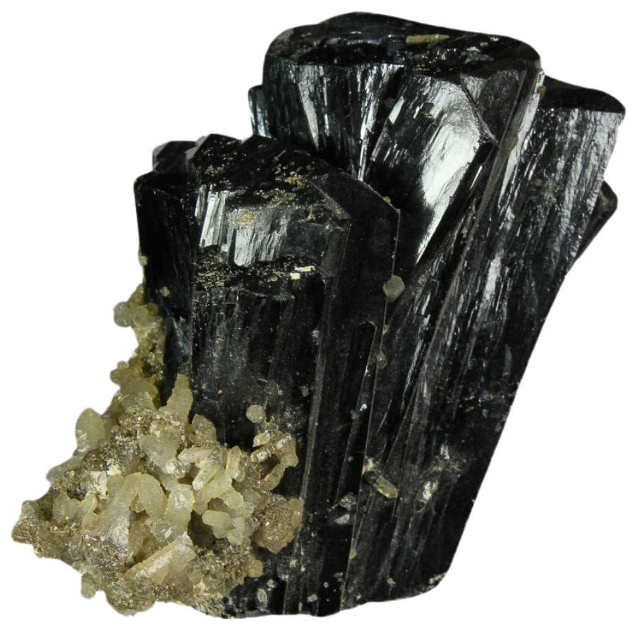 rough black ilvaite crystals