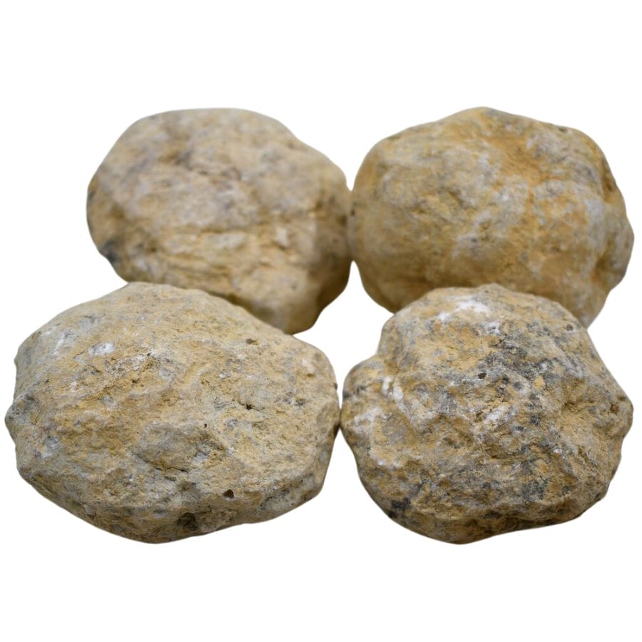 four small geode rocks