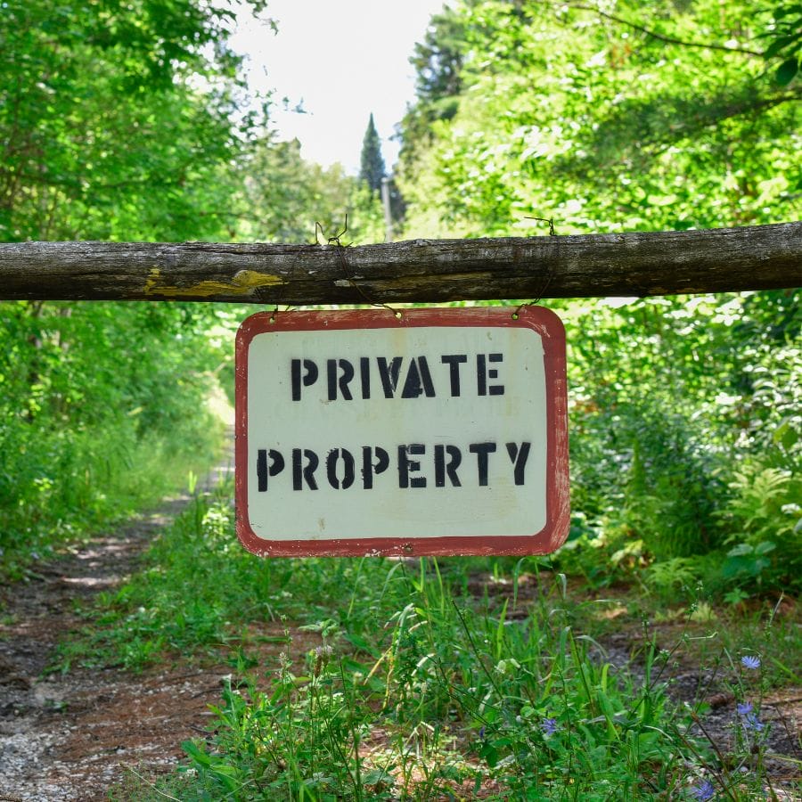 private property sign in a forest