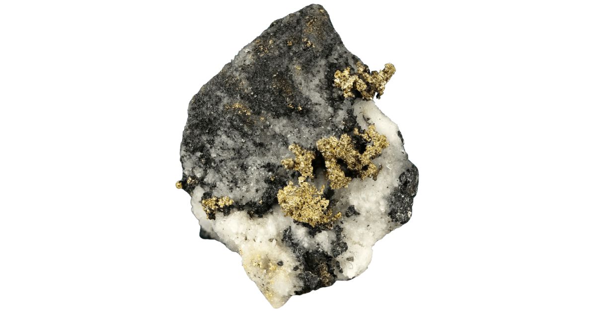 native gold on a black and white rock