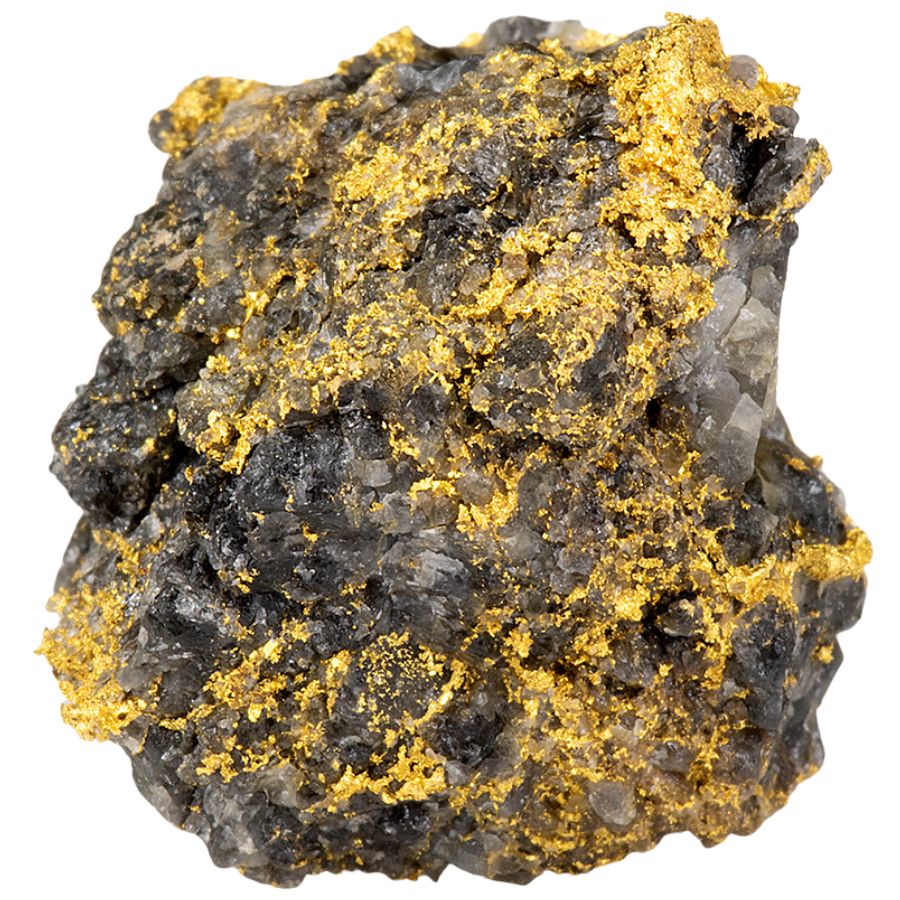 rock with bright native gold veins