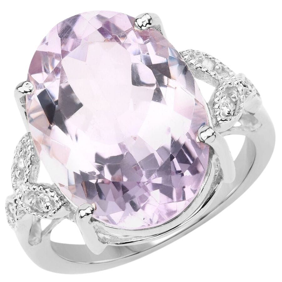 clear oval cut pink amethyst ring