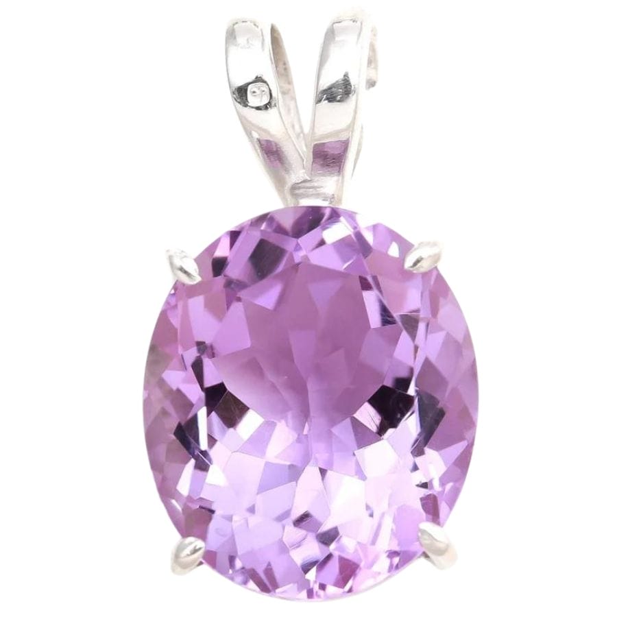 purplish pink oval cut Rose de France amethyst pendant