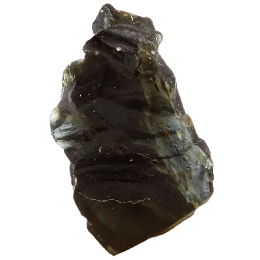 rough black serendibite crystal with translucent edges