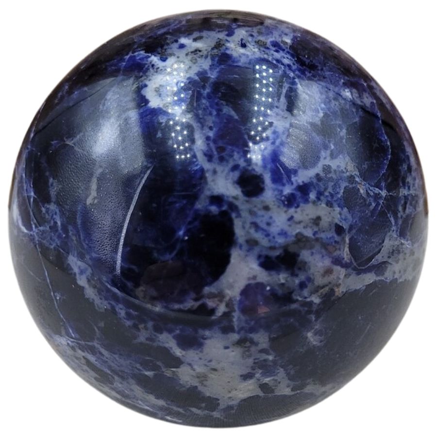 blue sodalite sphere with white streaks