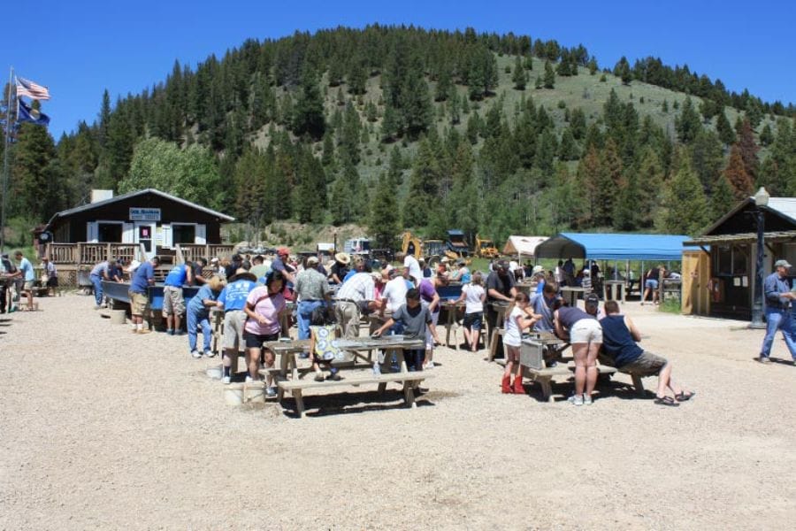 benches and troughs at the Gem Mountain Sapphire Mine