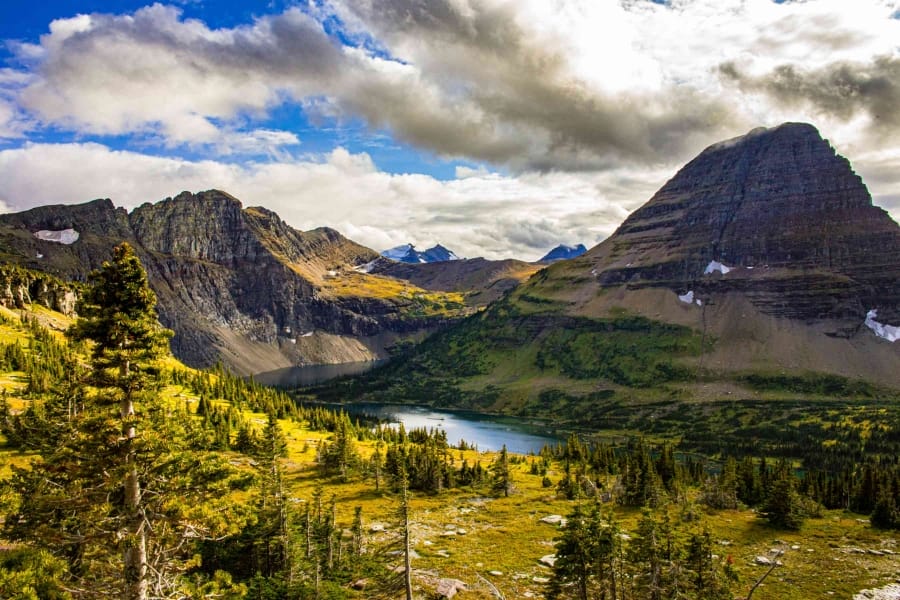 Scenic view of the Glacier National Park and its mixed landscapes