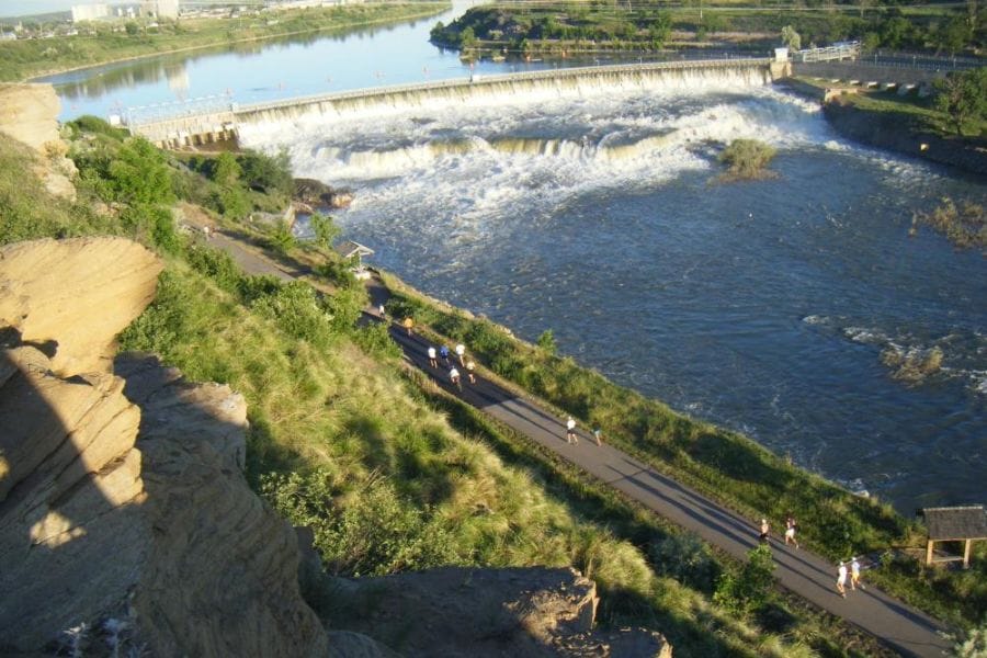 aerial view of river dam