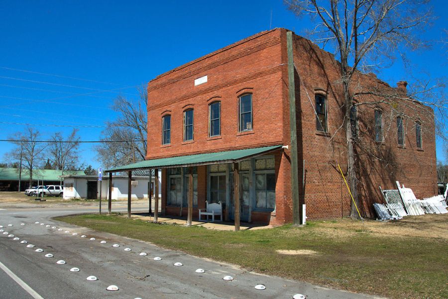 two story red brick building