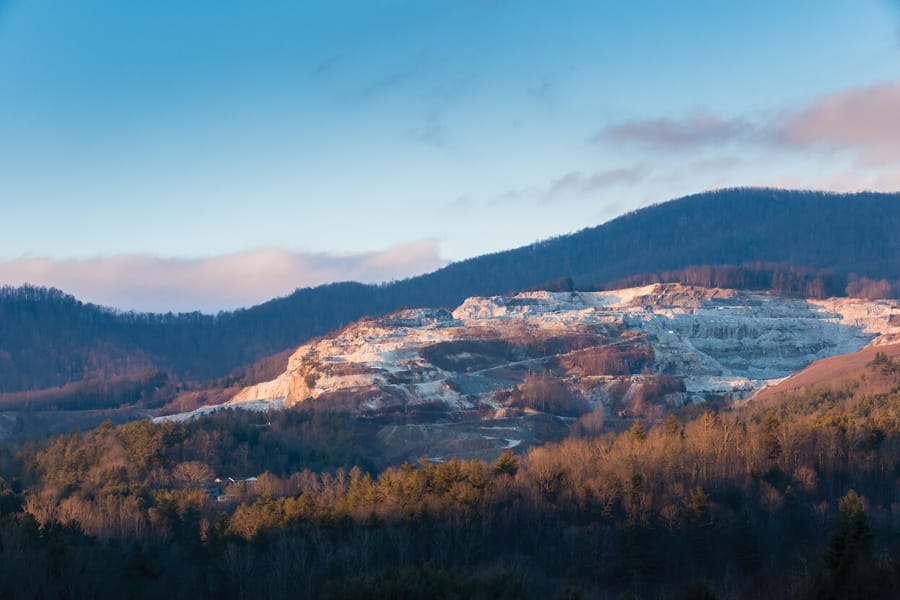 A wide view of a mining site in Spruce Pine