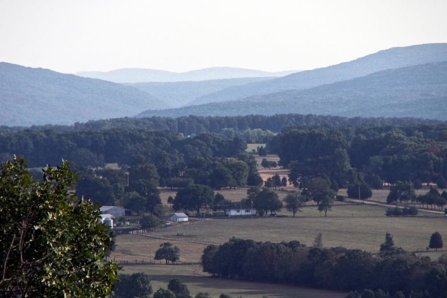 St. Francois Mountains enveloping a wide area in Missouri