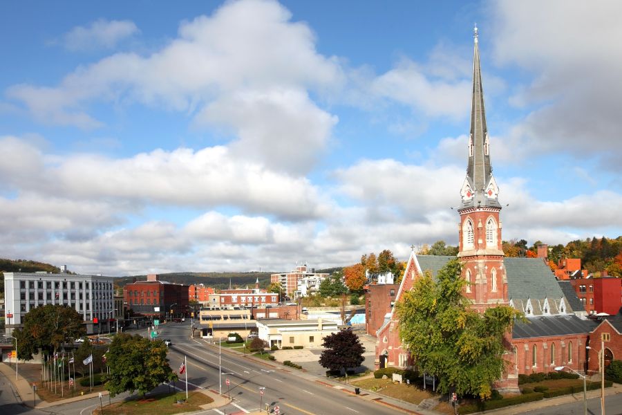 aerial view of a town