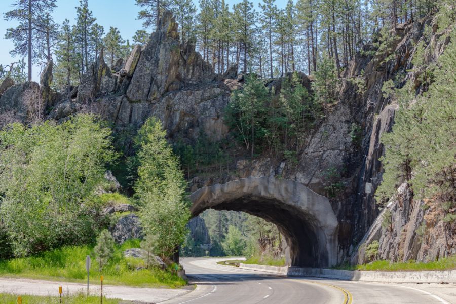 road tunnel carved into a mountain