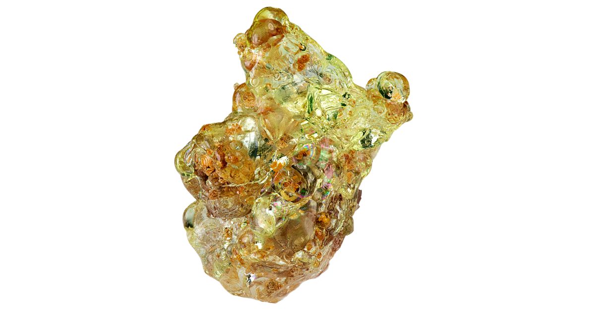 translucent yellow hyalite opal crystal