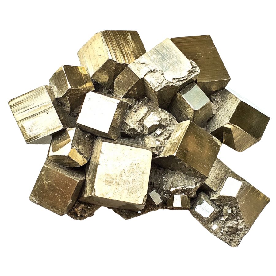 golden pyrite crystal cluster