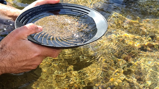 Man holding a gold pan