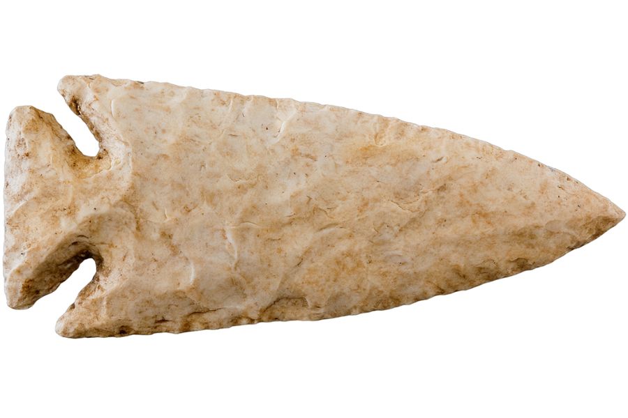 beige stone arrowhead from Alabama