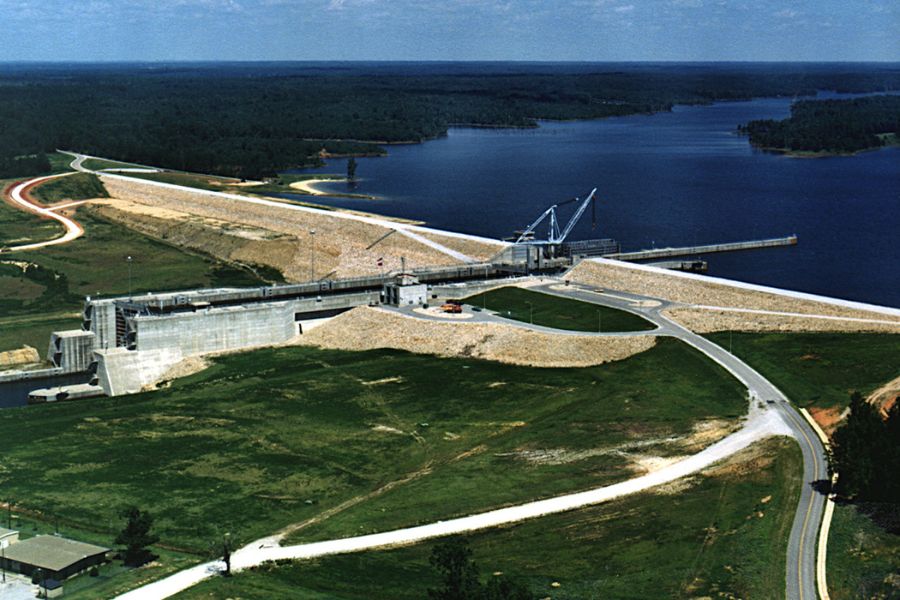 aerial view of a reservoir