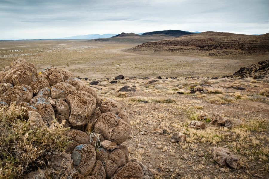 aerial view of a wide desert valley