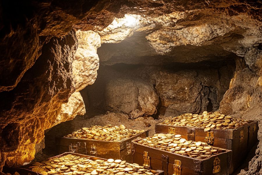 Several chest of gold coins lost in Texas