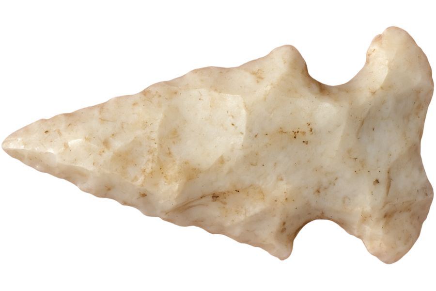 beige stone arrowhead from Kansas