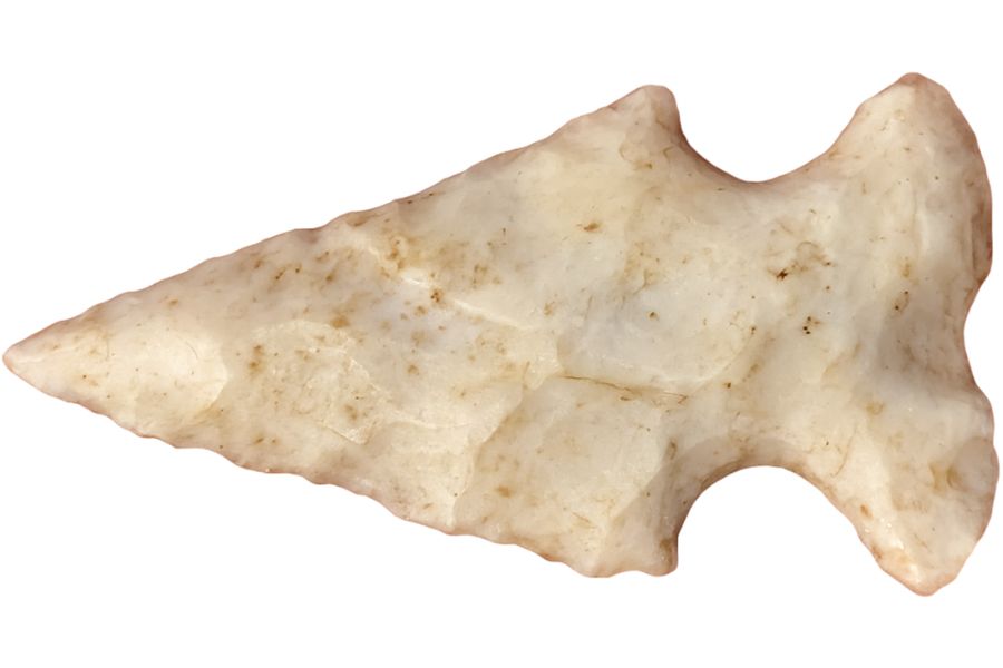 beige stone arrowhead from Michigan
