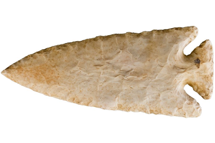 beige stone arrowhead from Mississippi