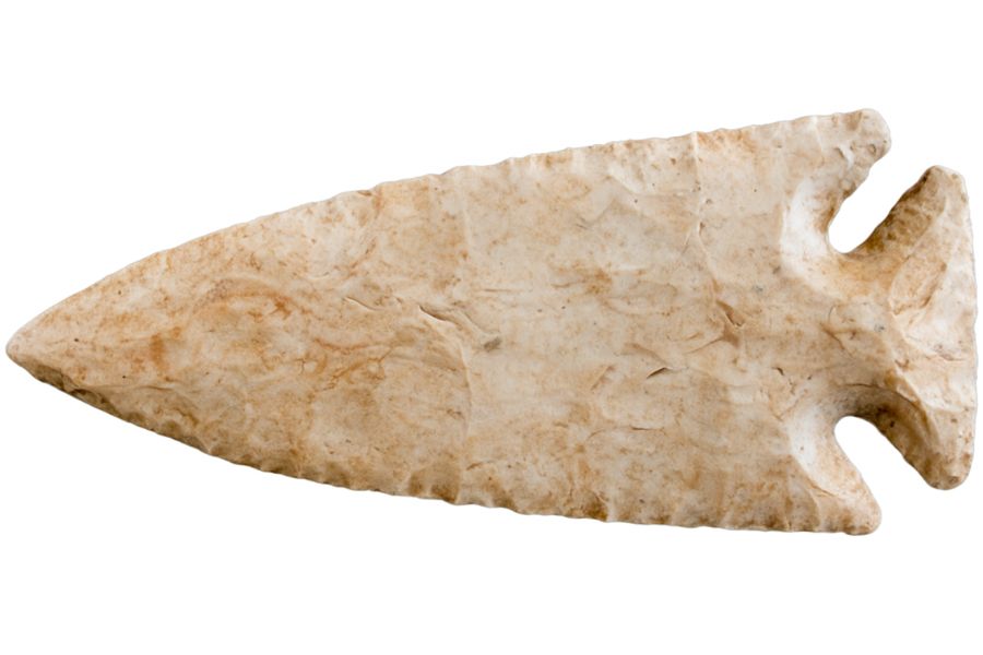 beige stone arrowhead from North Carolina