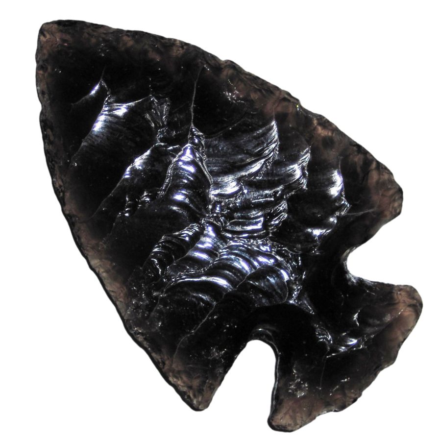 Arrowhead made of black obsidian