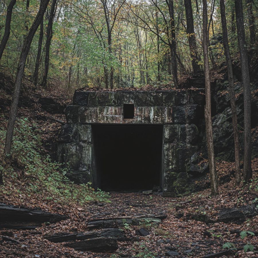 dark entrance to an abandoned mine