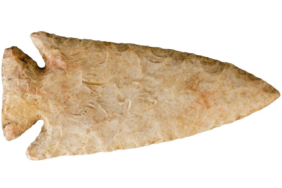 beige stone arrowhead from Wyoming