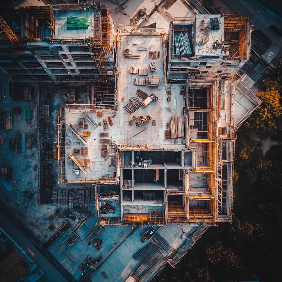 building under construction seen from above