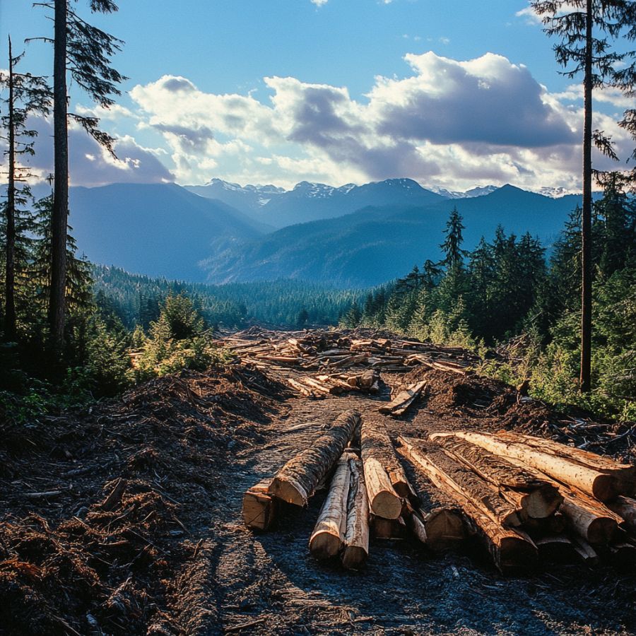 logs of wood in a clearcut