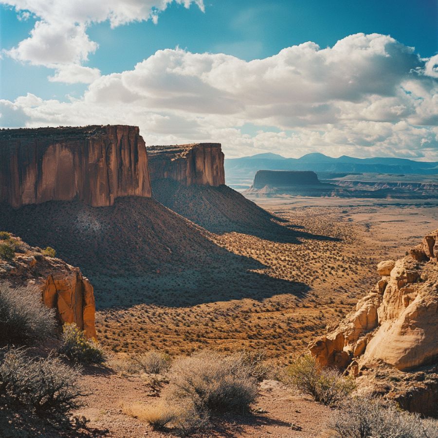 mesas in an arid setting