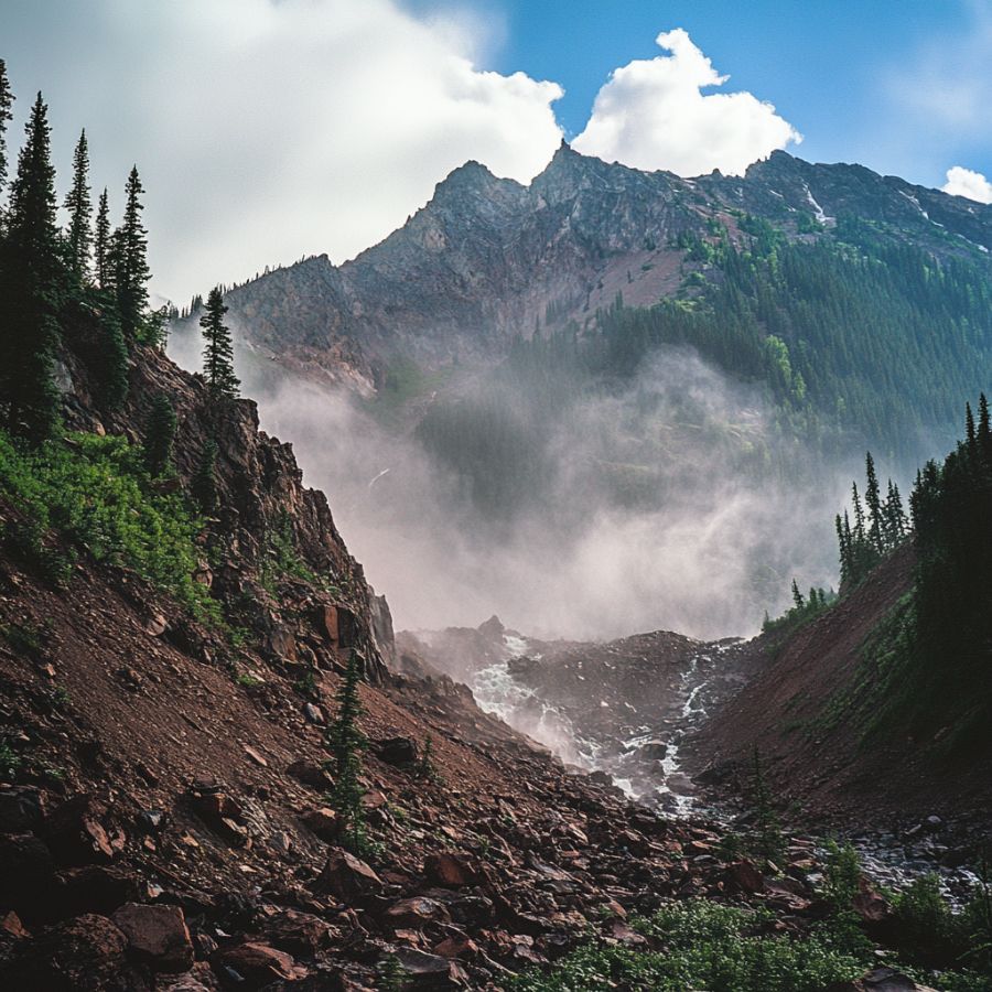 washout on a mountain slope