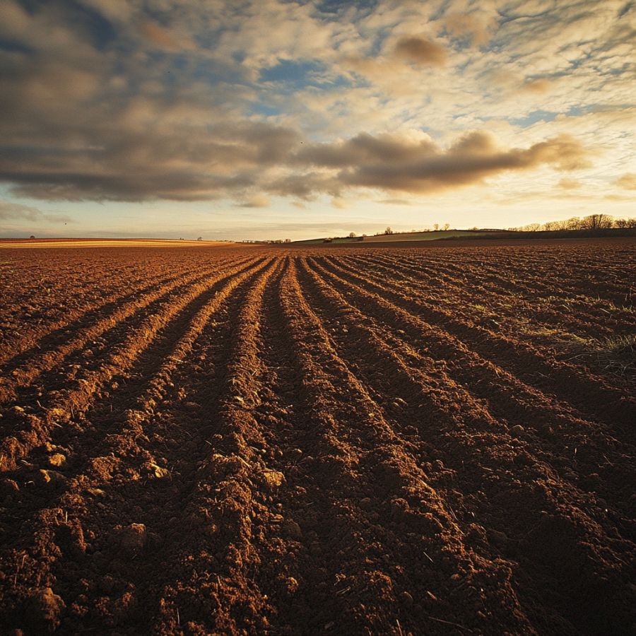 flat neatly plowed field