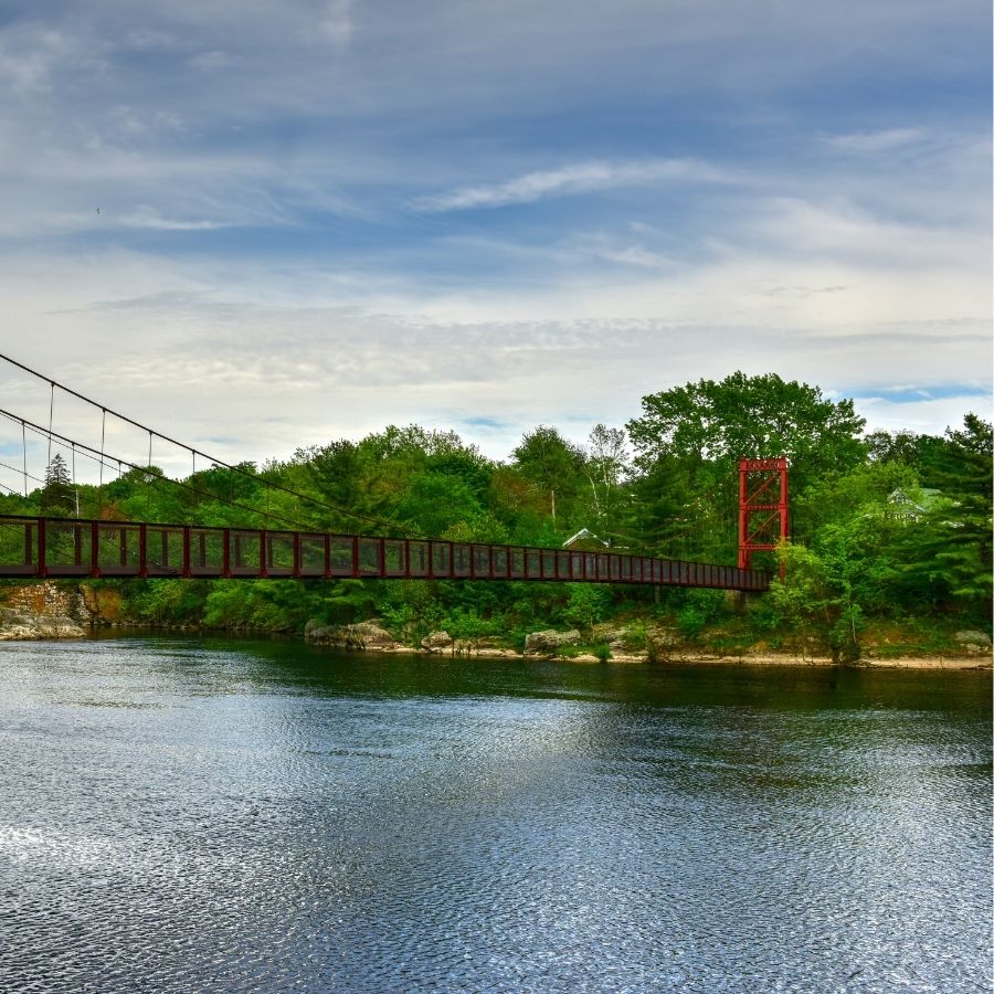 metal bridge over a river