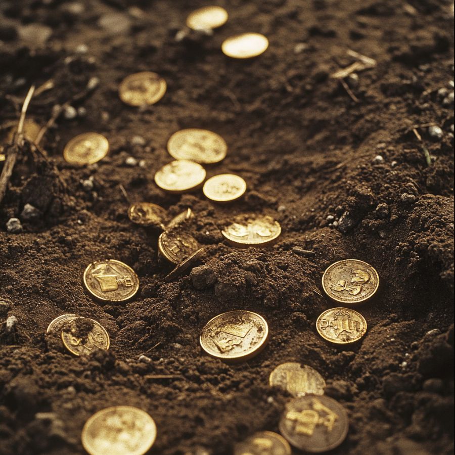 gold coins scattered on the ground