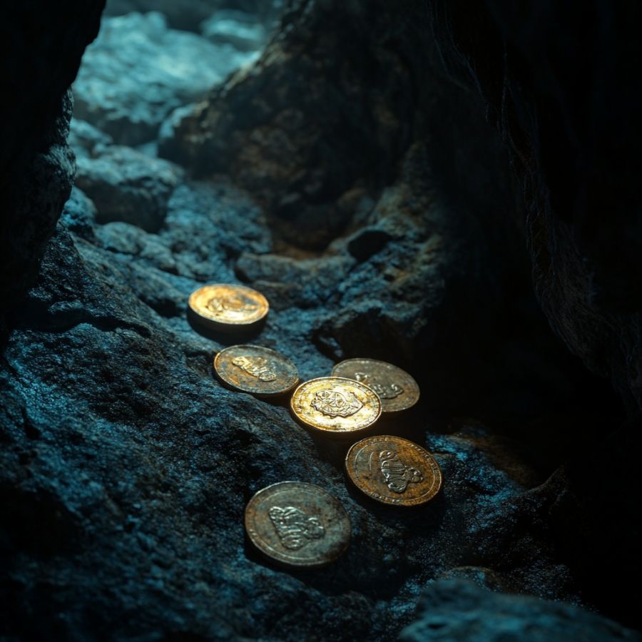 gold coins on the ground