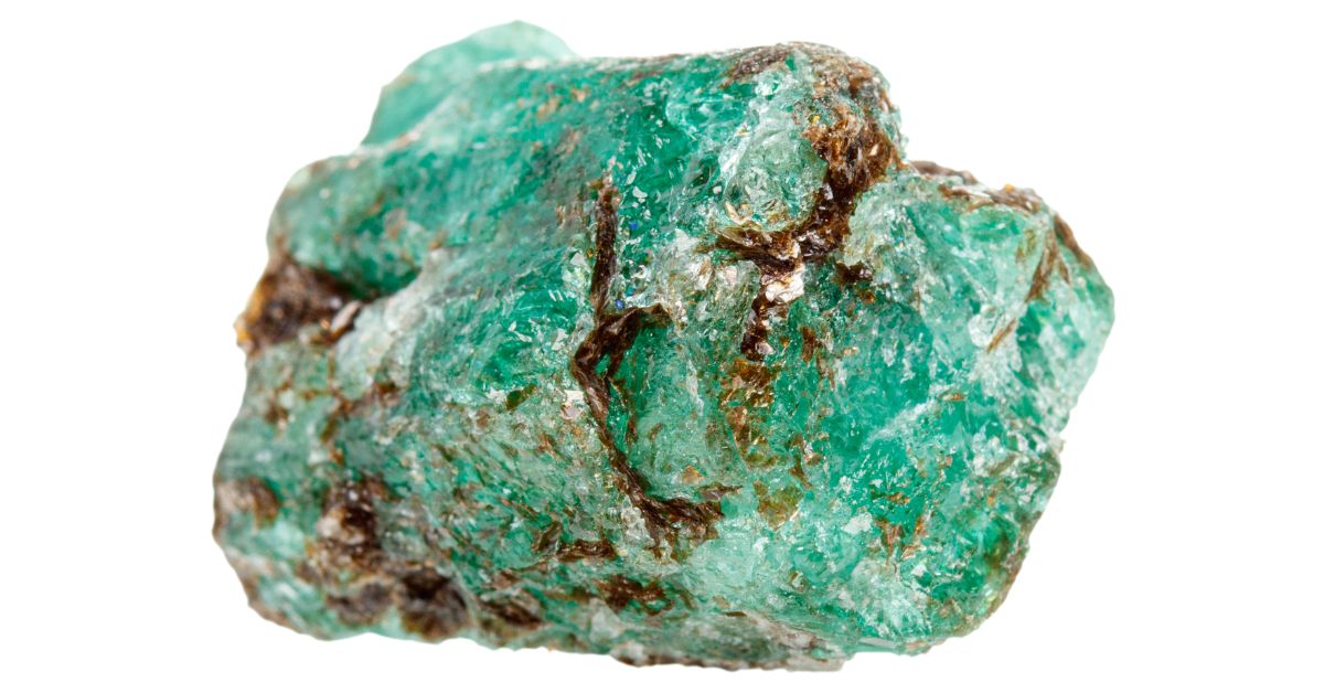 rough bright green emerald crystal