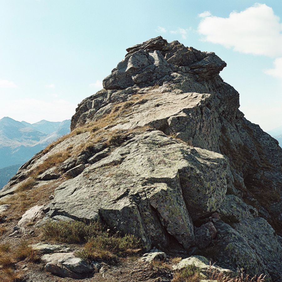 rocky outcrop on a mountain peak