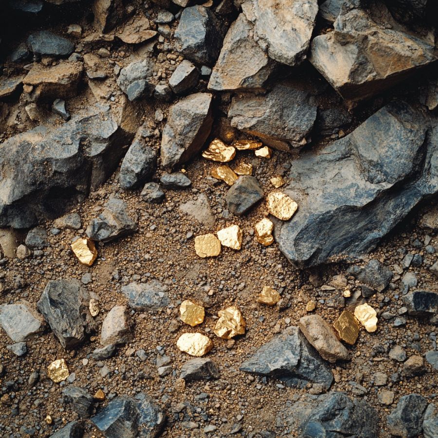 gold nuggets on the ground