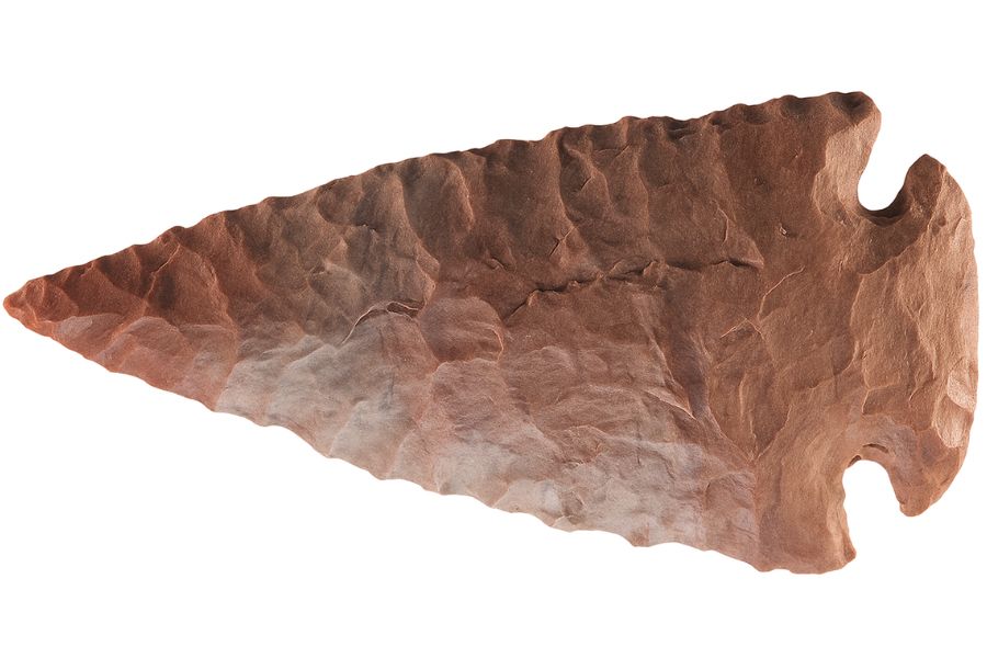 brown stone arrowhead from North Dakota