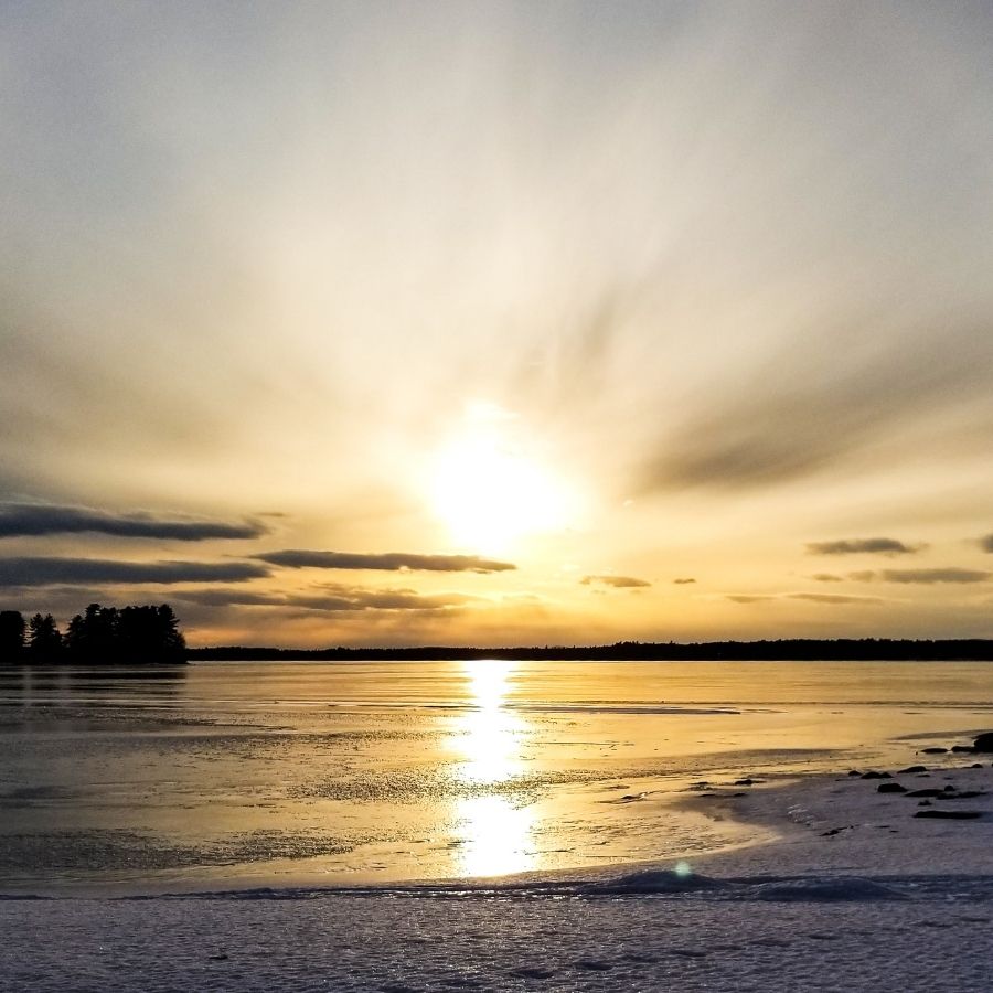 sunset over a lake