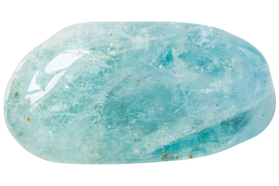 polished pale blue aquamarine gem